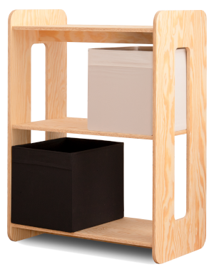 Drewniany regał DRONE w rozmiarze M wykonany ze sklejki sosnowej w kolorze naturalnego drewna